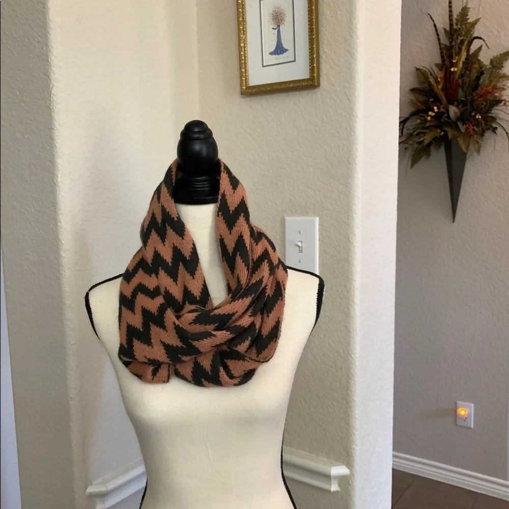 Salmon and Gray chevron unity scarf